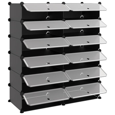 vidaXL Shoe Rack Black 44x32x174 cm PP
