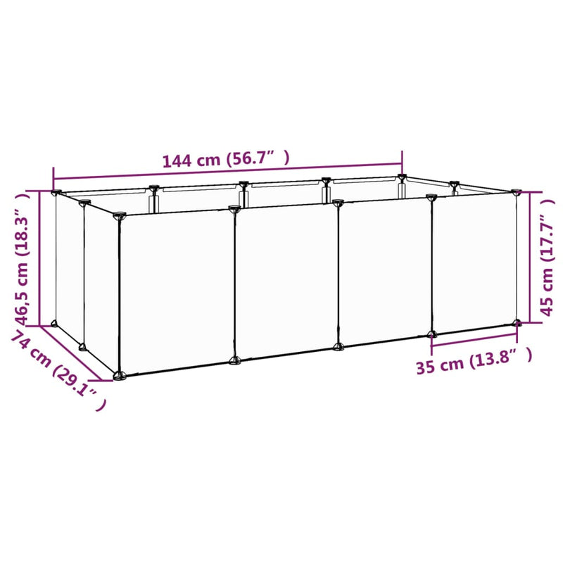 vidaXL Small Animal Cage Black 144x74x46.5 cm PP and Steel