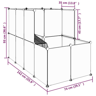 vidaXL Small Animal Cage Black 142x74x93 cm PP and Steel