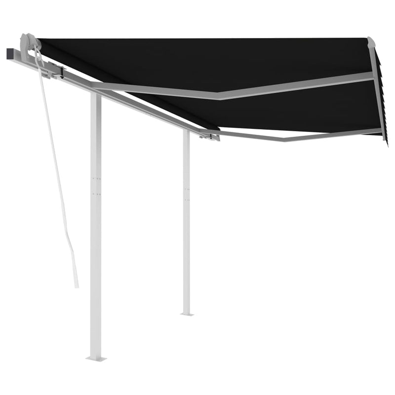 vidaXL Automatic Retractable Awning with Posts 4x3 m Anthracite