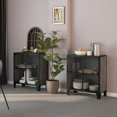 vidaXL Storage Cabinets 2 pcs Rustic Brown 72x36x82 cm Metal and MDF