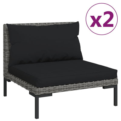 vidaXL 3 Piece Garden Lounge Set Dark Grey Half Round Poly Rattan