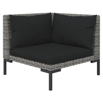 vidaXL 3 Piece Garden Lounge Set Dark Grey Half Round Poly Rattan