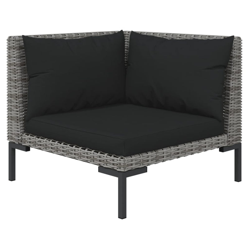 vidaXL 3 Piece Garden Lounge Set Dark Grey Half Round Poly Rattan