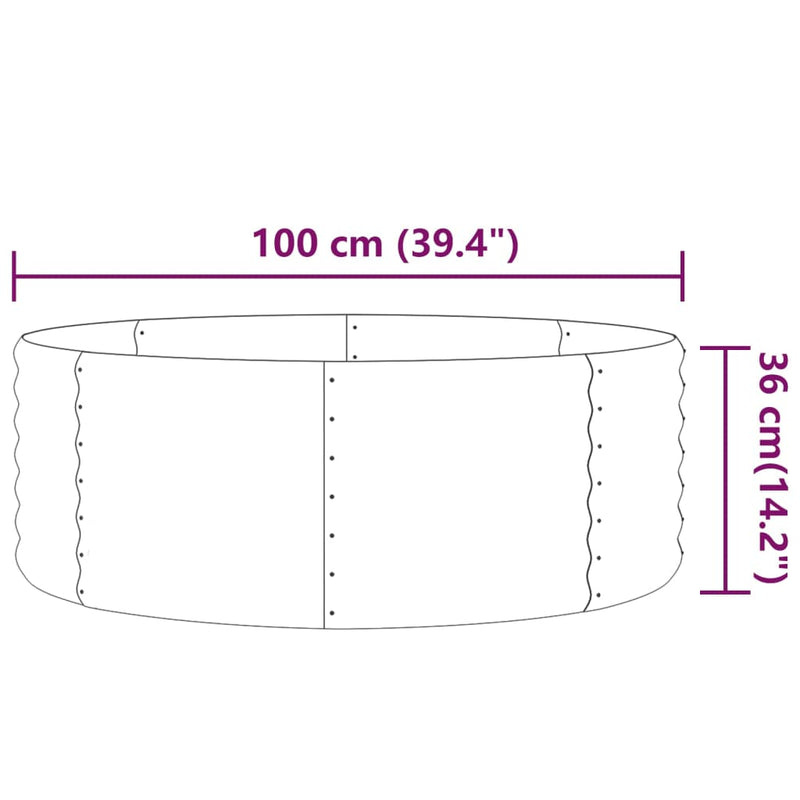 vidaXL Garden Raised Bed Powder-Coated Steel 100x100x68 cm Grey