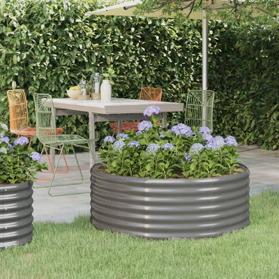vidaXL Garden Raised Bed Powder-Coated Steel 100x100x68 cm Grey