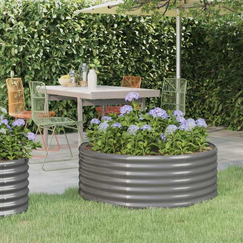 vidaXL Garden Raised Bed Powder-Coated Steel 100x100x68 cm Grey