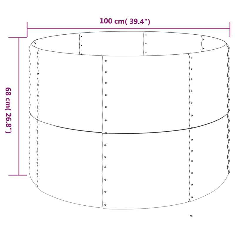 vidaXL Garden Raised Bed Powder-Coated Steel 100x100x68 cm Grey