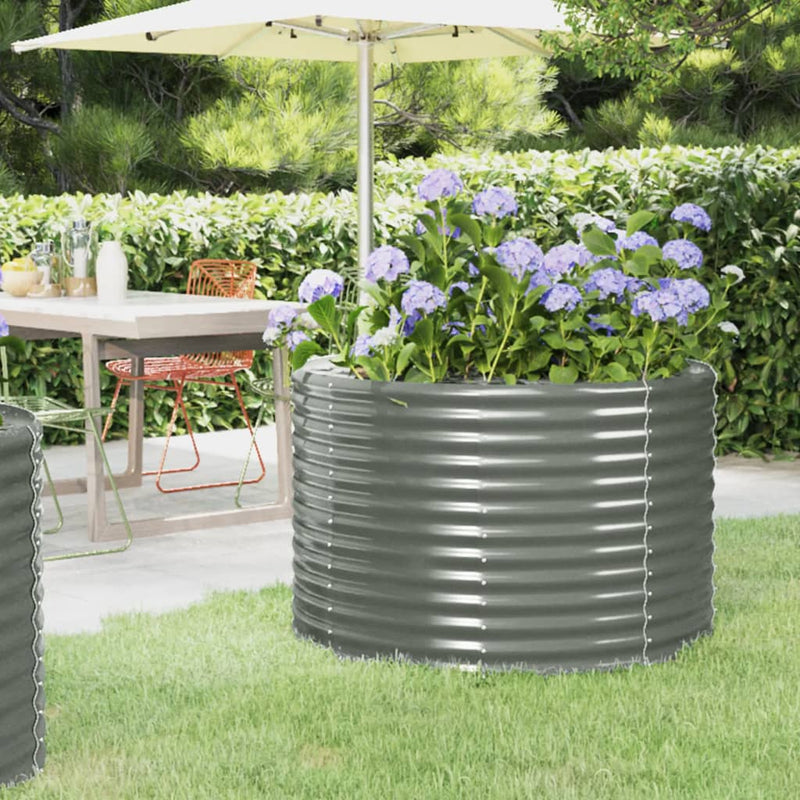 vidaXL Garden Raised Bed Powder-Coated Steel 100x100x68 cm Grey