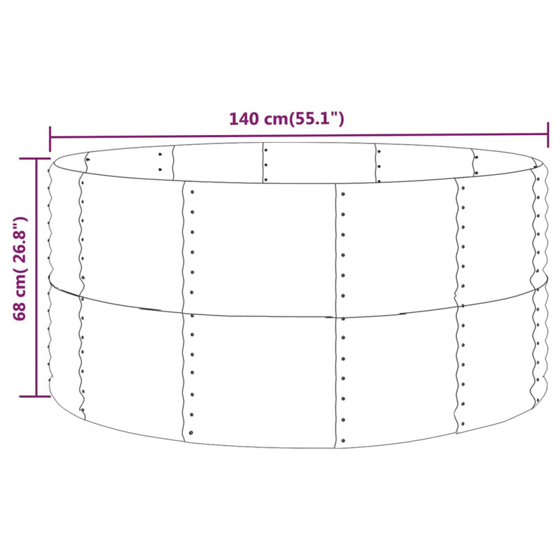 vidaXL Garden Raised Bed Grey 140x140x68 cm Powder-Coated Steel