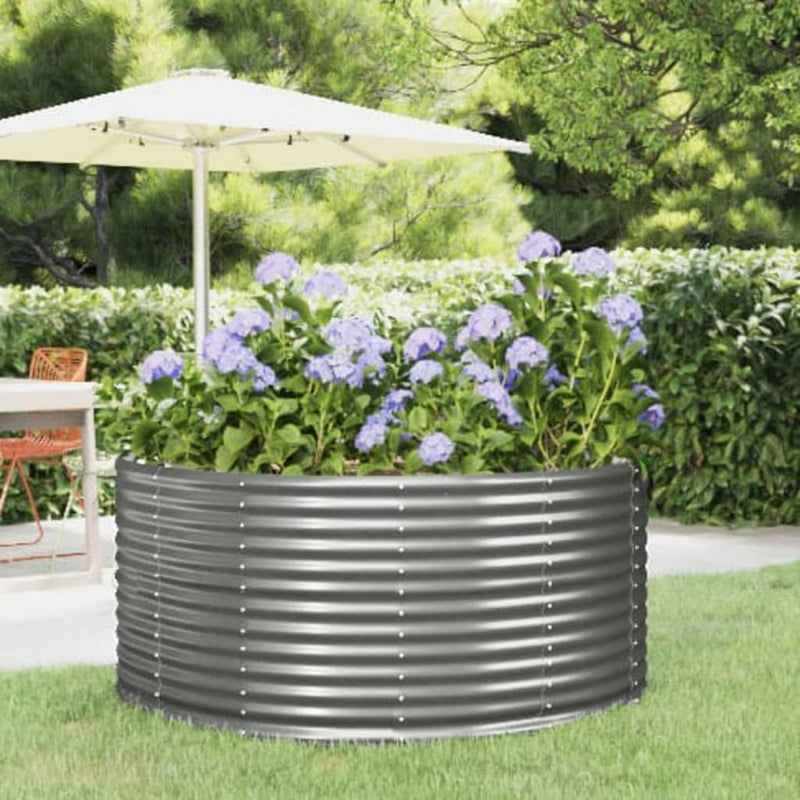 vidaXL Garden Raised Bed Grey 140x140x68 cm Powder-Coated Steel
