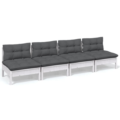 vidaXL 4-Seater Garden Sofa with Anthracite Cushions Solid Pinewood
