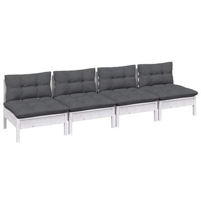 vidaXL 4-Seater Garden Sofa with Anthracite Cushions Solid Pinewood