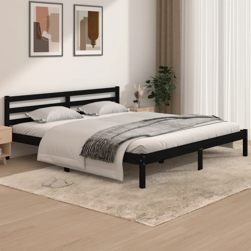 vidaXL Bed Frame without Mattress Black 183x203 cm King