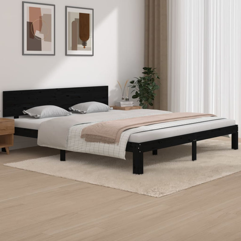 vidaXL Bed Frame without Mattress Black 183x203 cm King