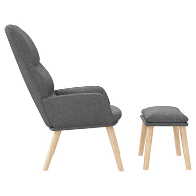 vidaXL Relaxing Chair with a Stool Light Grey Fabric