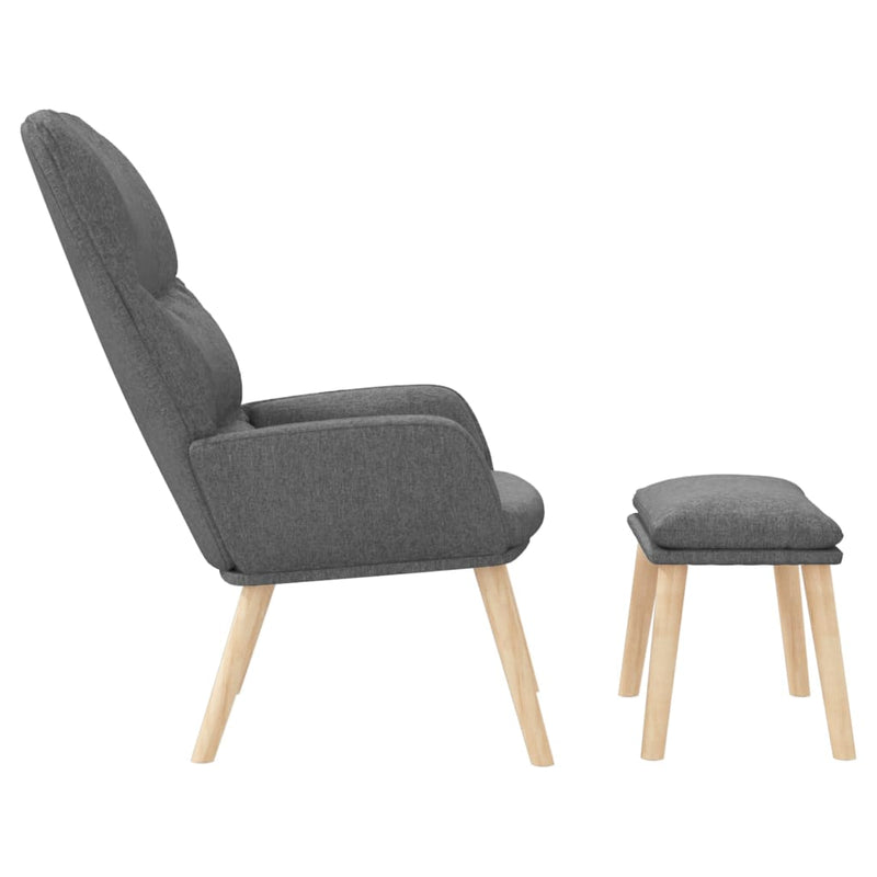 vidaXL Relaxing Chair with a Stool Light Grey Fabric