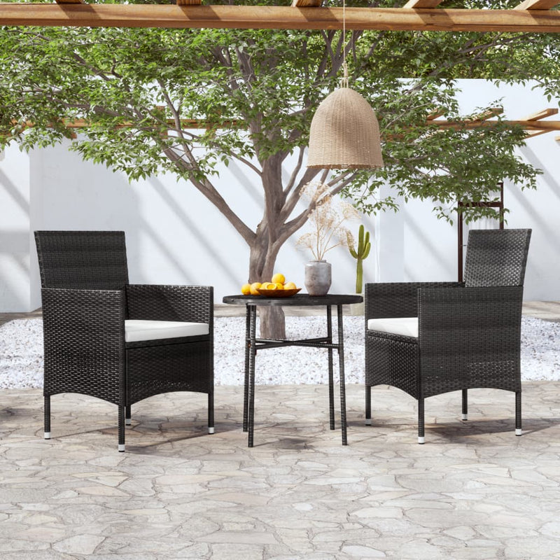 vidaXL 3 Piece Garden Dining Set Poly Rattan Brown