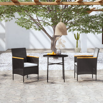 vidaXL 3 Piece Garden Dining Set Poly Rattan Brown