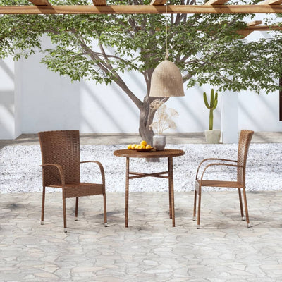 vidaXL 3 Piece Garden Dining Set Poly Rattan Brown
