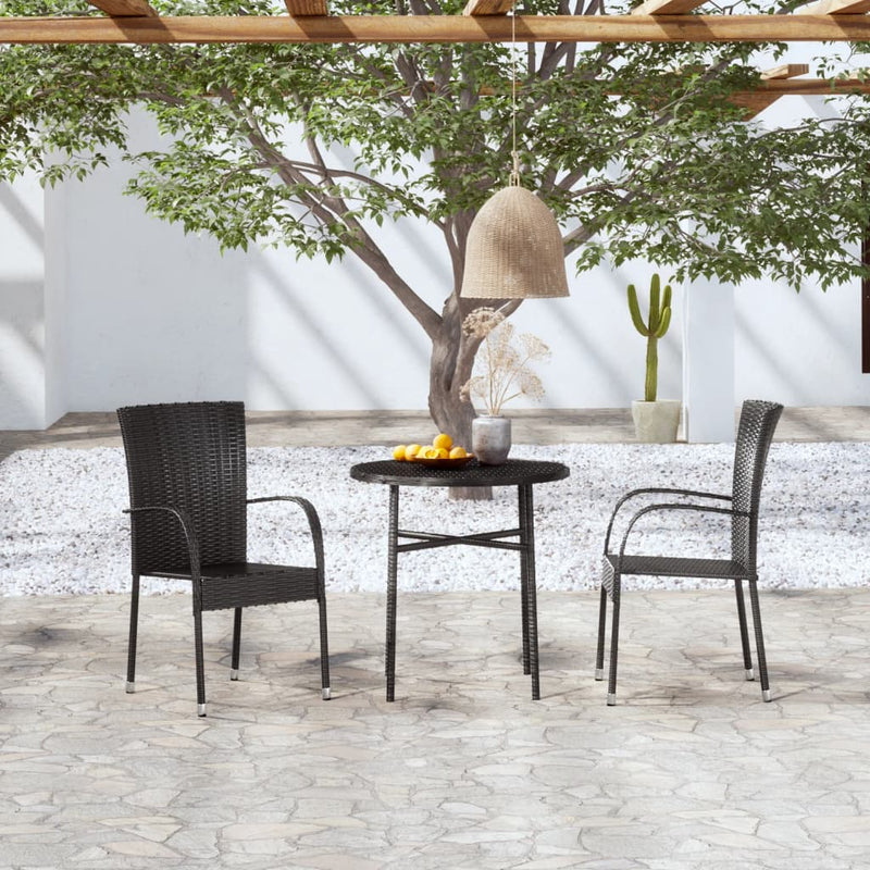 vidaXL 3 Piece Garden Dining Set Poly Rattan Brown