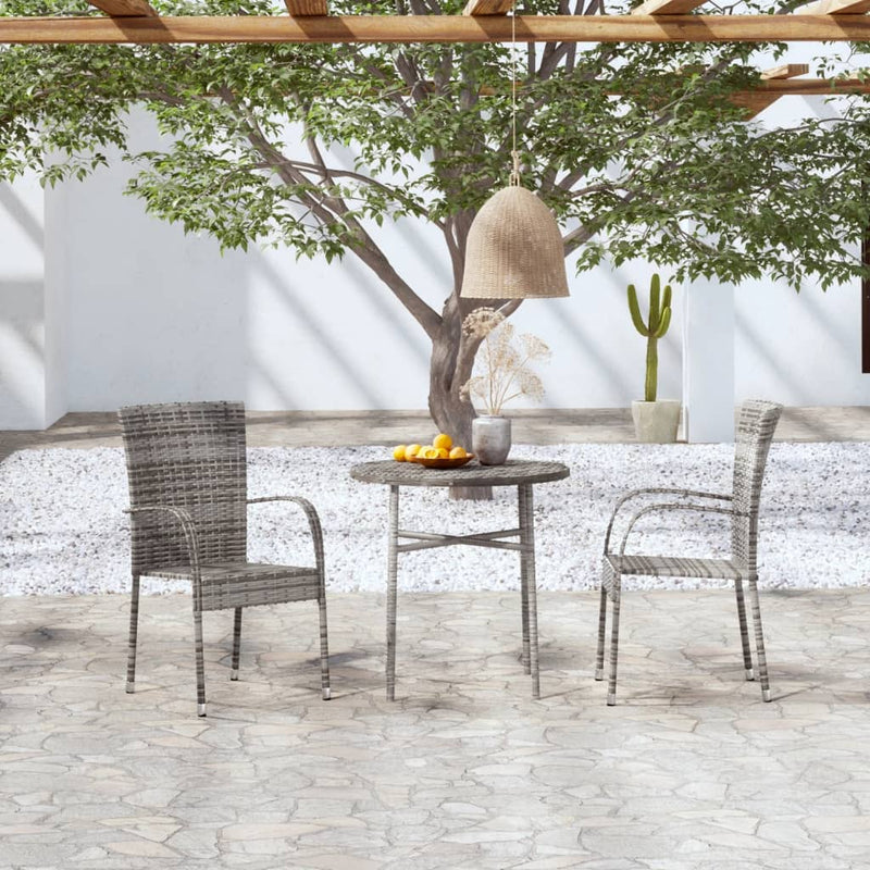 vidaXL 3 Piece Garden Dining Set Poly Rattan Brown