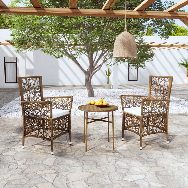 vidaXL 3 Piece Garden Dining Set Poly Rattan Grey