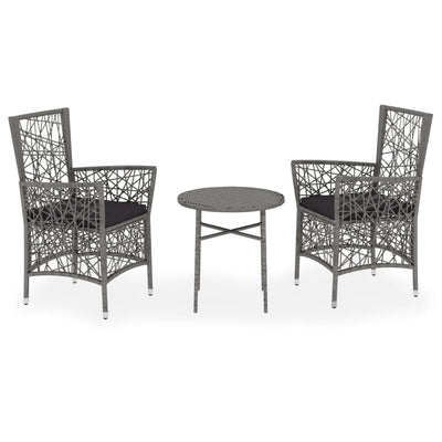 vidaXL 3 Piece Garden Dining Set Poly Rattan Grey
