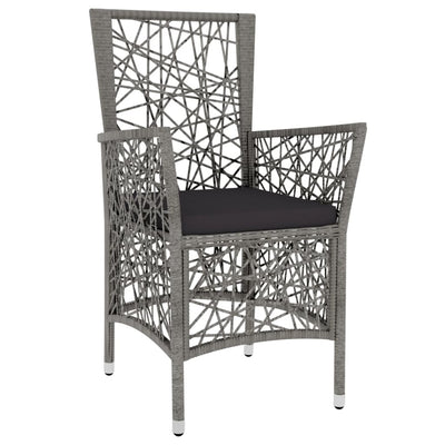 vidaXL 3 Piece Garden Dining Set Poly Rattan Grey