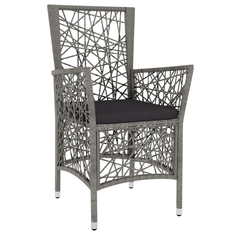 vidaXL 3 Piece Garden Dining Set Poly Rattan Grey