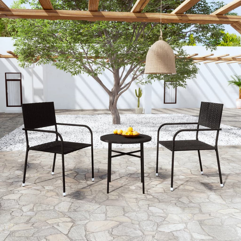 vidaXL 3 Piece Garden Dining Set Poly Rattan Brown