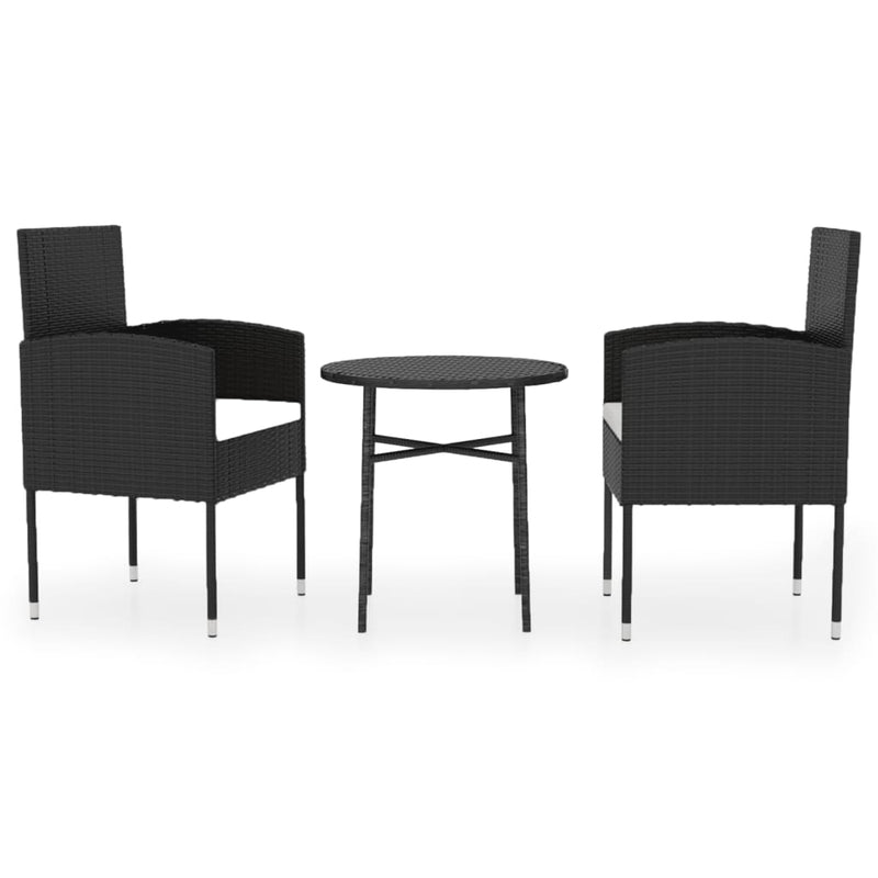 vidaXL 3 Piece Garden Dining Set Poly Rattan Anthracite