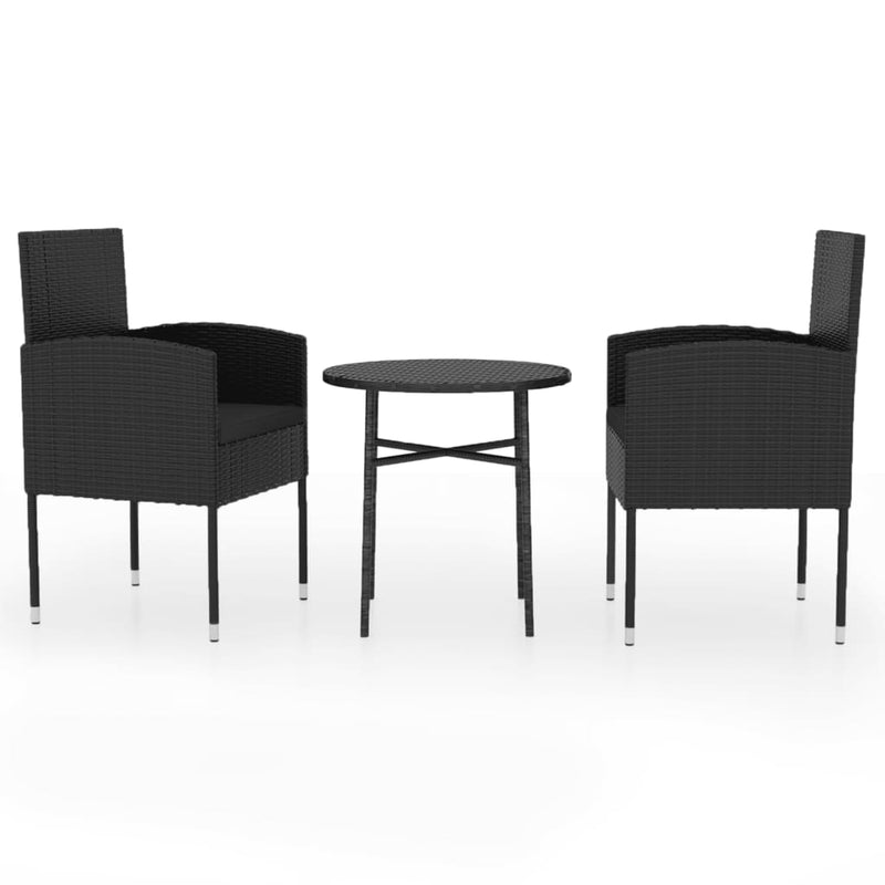 vidaXL 3 Piece Garden Dining Set Poly Rattan Anthracite