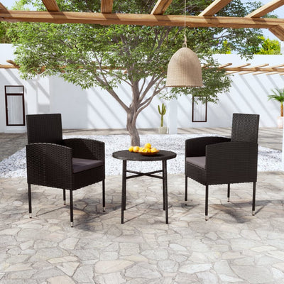 vidaXL 3 Piece Garden Dining Set Poly Rattan Anthracite