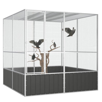 vidaXL Bird Cage Anthracite 111x107x211.5 cm Galvanised Steel