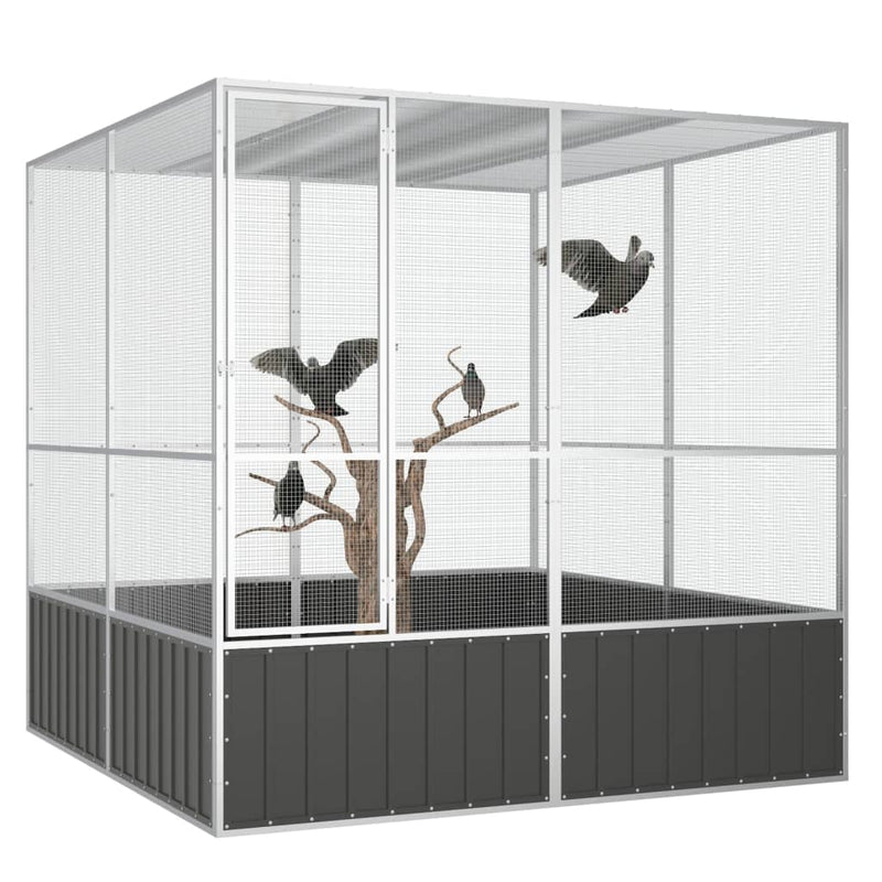 vidaXL Bird Cage Anthracite 111x107x211.5 cm Galvanised Steel