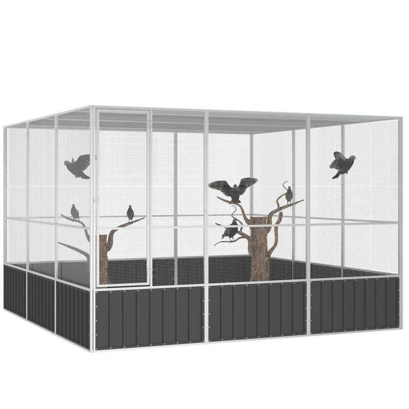 vidaXL Bird Cage Anthracite 111x107x211.5 cm Galvanised Steel