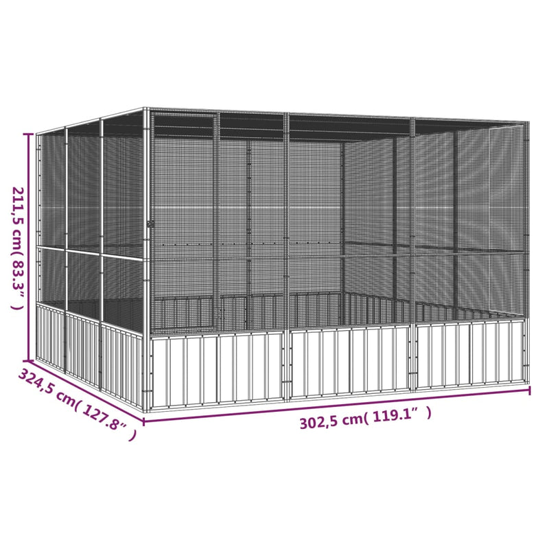 vidaXL Bird Cage Anthracite 111x107x211.5 cm Galvanised Steel