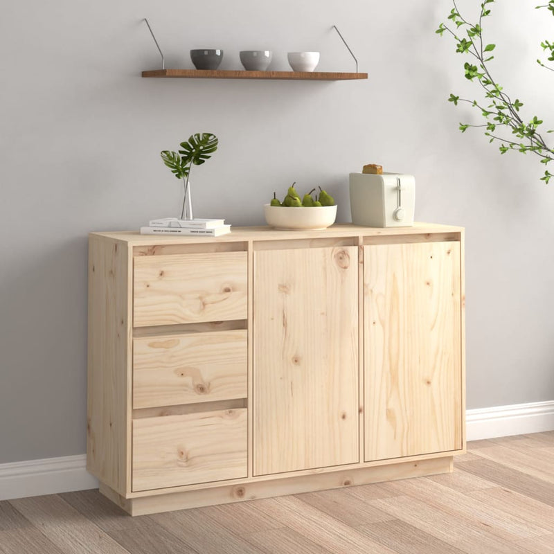 vidaXL Sideboard White 111x34x75 cm Solid Wood Pine
