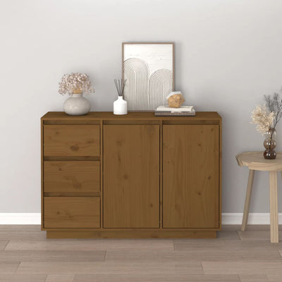 vidaXL Sideboard White 111x34x75 cm Solid Wood Pine