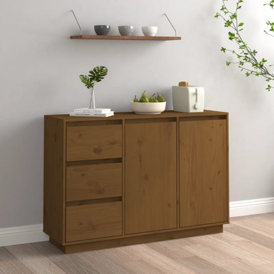 vidaXL Sideboard White 111x34x75 cm Solid Wood Pine