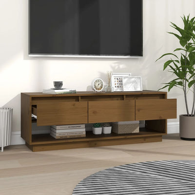 vidaXL TV Cabinet Black 110.5x34x40 cm Solid Wood Pine