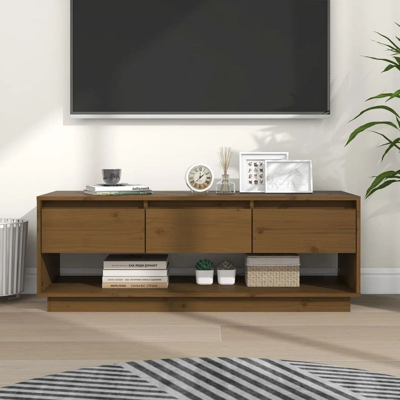 vidaXL TV Cabinet Black 110.5x34x40 cm Solid Wood Pine