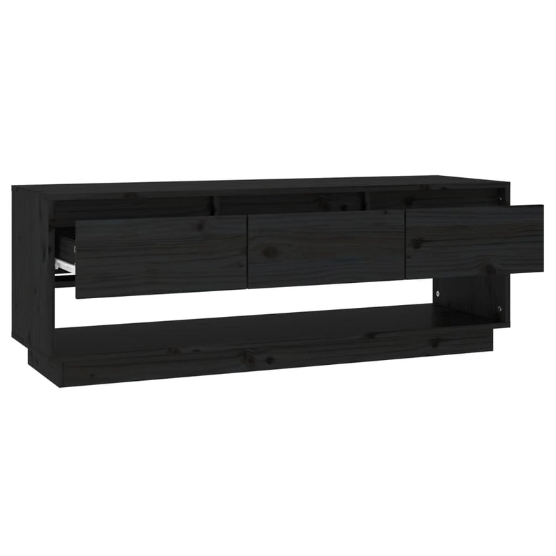vidaXL TV Cabinet Black 110.5x34x40 cm Solid Wood Pine