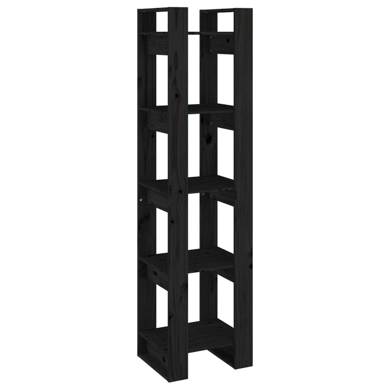 vidaXL Book Cabinet/Room Divider Black 41x35x160 cm Solid Wood Pine