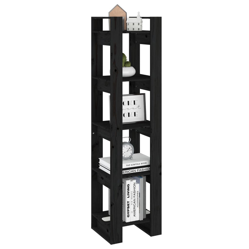 vidaXL Book Cabinet/Room Divider Black 41x35x160 cm Solid Wood Pine