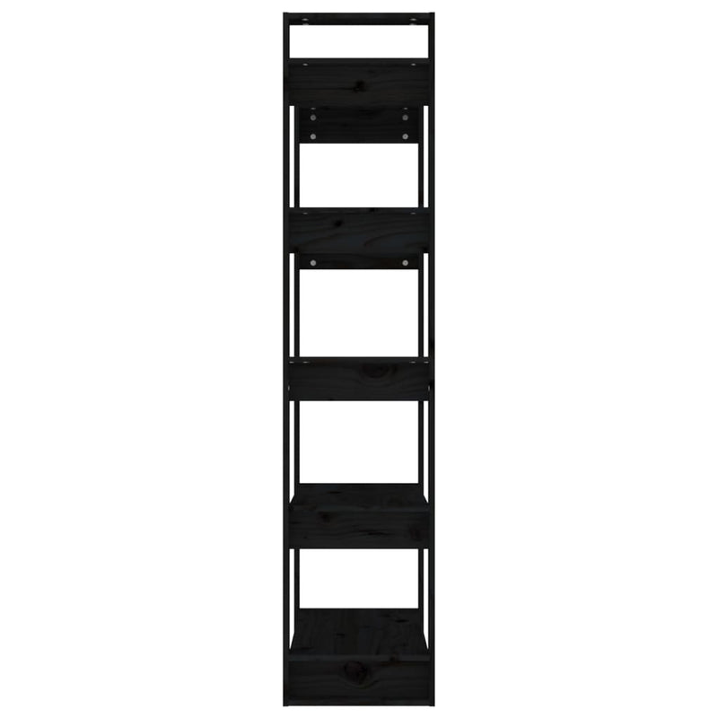 vidaXL Book Cabinet/Room Divider Black 80x35x160 cm Solid Wood