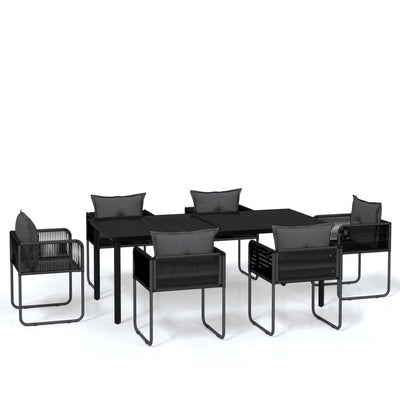vidaXL 7 Piece Garden Dining Set Black