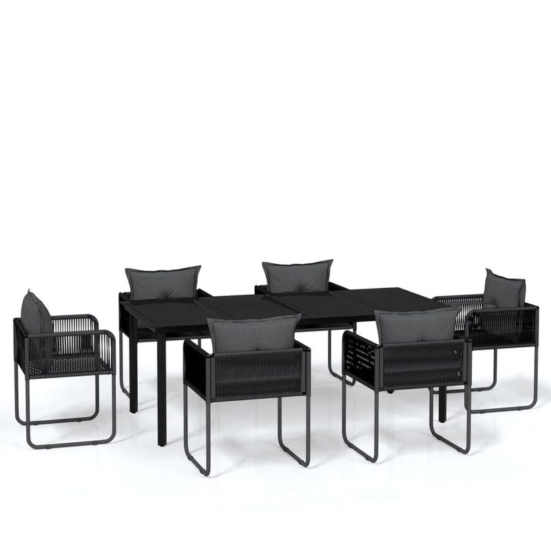 vidaXL 7 Piece Garden Dining Set Black