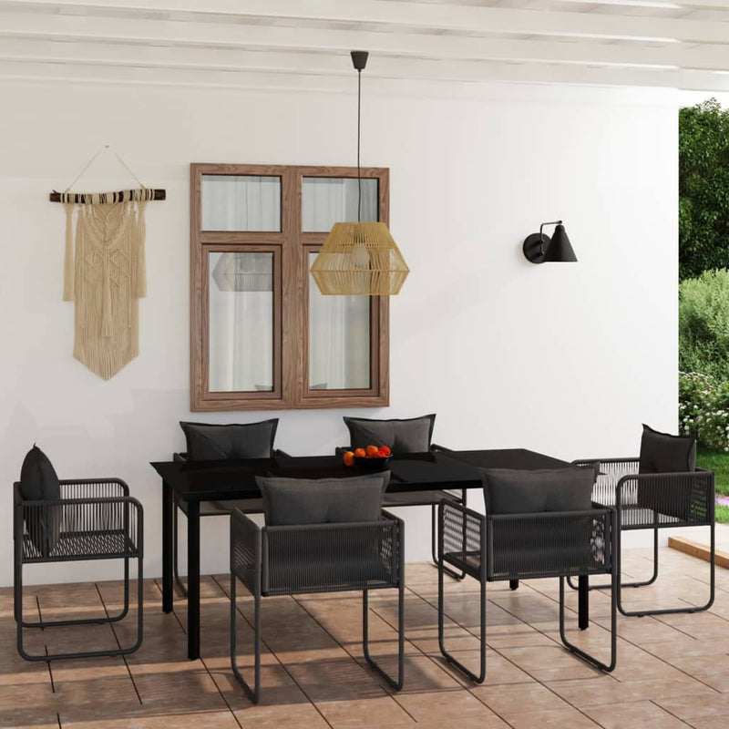 vidaXL 7 Piece Garden Dining Set Black